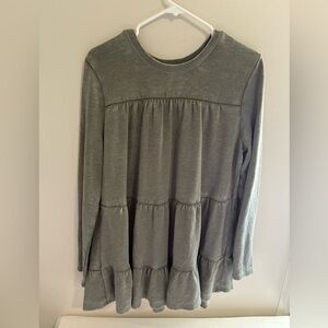 Saturday Sunday Long Sleeve Smock Dress‎ Gray Large